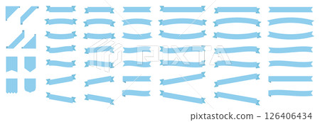 Blue ribbon frame set - Simple material that can be used for decoration, headings, and decorative frames Blue ribbon frame set - Simple material that can be used for decoration, headings, and decorative frames 126406434