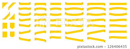 Yellow ribbon frame set - Simple materials that can be used for decoration, headings, and decorative frames Yellow ribbon frame set - Simple materials that can be used for decoration, headings, and decorative frames 126406435