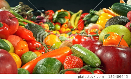 Assortment of Various Kind of Fresh Fruits and Vegetable. 126406443