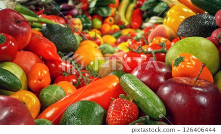 Assortment of Various Kind of Fresh Fruits and Vegetable. 126406444
