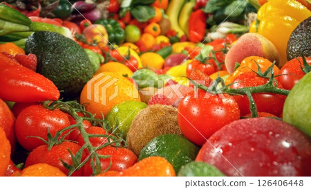 Assortment of Various Kind of Fresh Fruits and Vegetable. 126406448