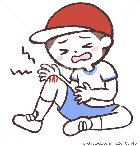 Illustration of a child with an injured leg Illustration of a child with an injured leg 126406449
