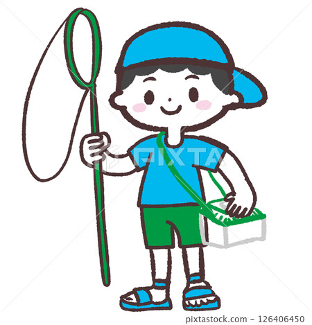 Illustration of a boy going to look for insects 126406450