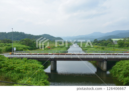 JR Hokkaido, Muroran Main Line, local train window view from Rebun Station to Toya Station (cloudy sky in summer 2023) JR Hokkaido, Muroran Main Line, local train window view from Rebun Station to Toya Station (cloudy sky in summer 2023) 126406667