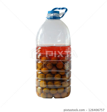 Umeshu ,Japanese plum wine in bottle two years, Color like whiskey. Umeshu ,Japanese plum wine in bottle two years, Color like whiskey. 126406757