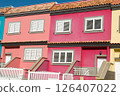A lot of colors houses in town	 126407022
