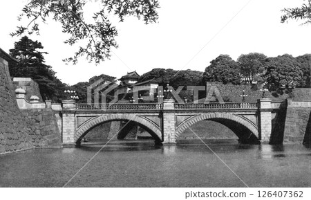 老照片，1933-1945年，東京，皇宮外苑，正門石橋 126407362