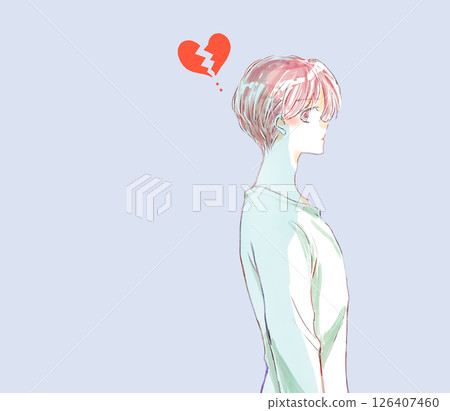 Male upper body broken heart Male upper body broken heart 126407460