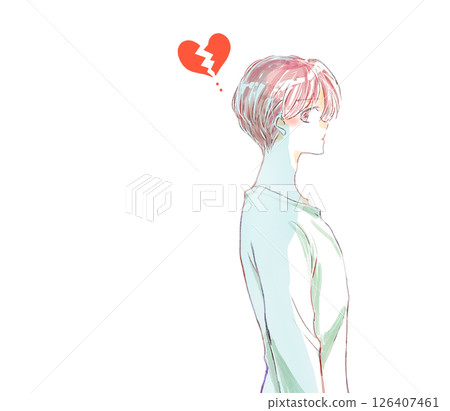 Male upper body broken heart Male upper body broken heart 126407461