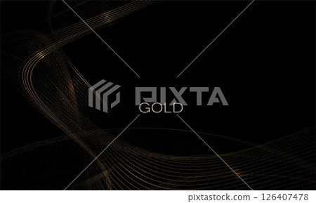 Isolated design element, great golden waves on black background Isolated design element, great golden waves on black background 126407478