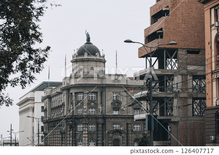 Ministry of finance building standing tall in Belgrade city center Ministry of finance building standing tall in Belgrade city center 126407717