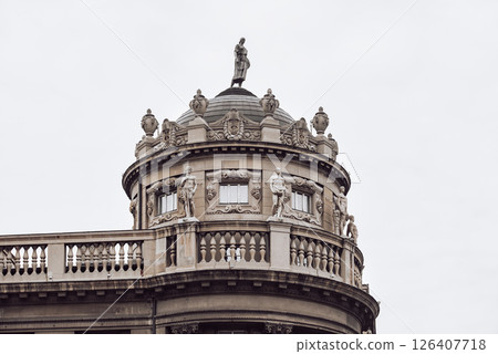 Architectural detail of a building with statues in Belgrade Serbia Architectural detail of a building with statues in Belgrade Serbia 126407718