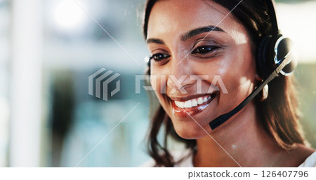 Headset, call center and woman consultant in office for helpdesk, assistance or support online. Lead generation, audio tech and female customer service agent with troubleshooting advice for crm. Headset, call center and woman consultant in office for helpdesk, assistance or support online. Lead generation, audio tech and female customer service agent with troubleshooting advice for crm. 126407796