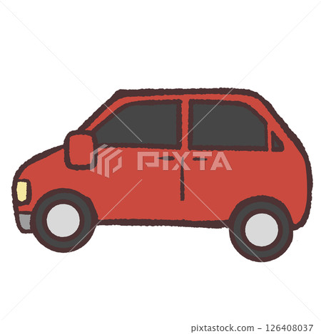 一輛紅色汽車的側面插圖 一輛紅色汽車的側面插圖 126408037