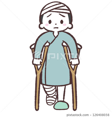 Illustration of a person on crutches Illustration of a person on crutches 126408038