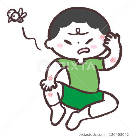 男孩被昆蟲叮咬的插圖 126408042