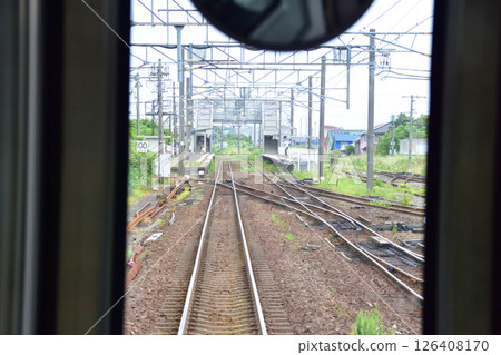 JR Hokkaido, Muroran Main Line, local train window view from Higashimuroran Station to Noboribetsu Station (cloudy sky in summer 2023) JR Hokkaido, Muroran Main Line, local train window view from Higashimuroran Station to Noboribetsu Station (cloudy sky in summer 2023) 126408170