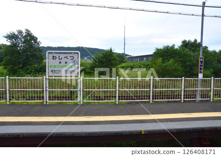 JR Hokkaido, Muroran Main Line, local train window view from Higashimuroran Station to Noboribetsu Station (cloudy sky in summer 2023) 126408171