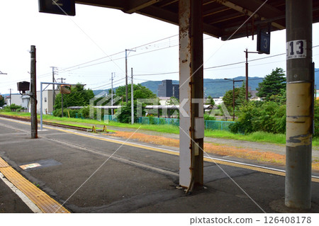 JR Hokkaido, Muroran Main Line, local train window view from Higashimuroran Station to Noboribetsu Station (cloudy sky in summer 2023) JR Hokkaido, Muroran Main Line, local train window view from Higashimuroran Station to Noboribetsu Station (cloudy sky in summer 2023) 126408178