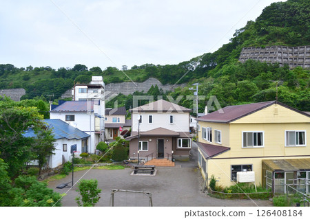 JR Hokkaido, Muroran Main Line, local train window view from Higashimuroran Station to Noboribetsu Station (cloudy sky in summer 2023) JR Hokkaido, Muroran Main Line, local train window view from Higashimuroran Station to Noboribetsu Station (cloudy sky in summer 2023) 126408184