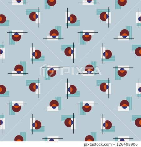 Textile motif seamless pattern. Abstract line shape geometric motif basic pattern continuous background. Man shirt all over print block.  126408906