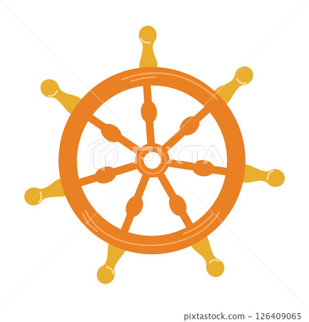 Brown Wooden Ship Rudder Icon. Rudder of Sailing Ship. 126409065
