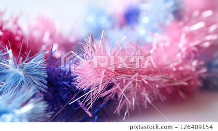 Colorful Party Tinsel Garland Decoration in Pink and Blue 126409154