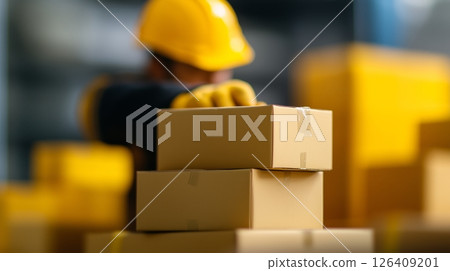Factory Worker Packing Boxes, Warehouse Factory Worker Packing Boxes, Warehouse 126409201