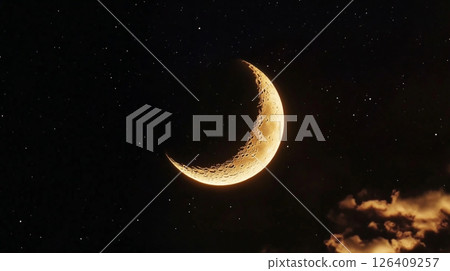 Moon in the night sky. Peaceful background 126409257
