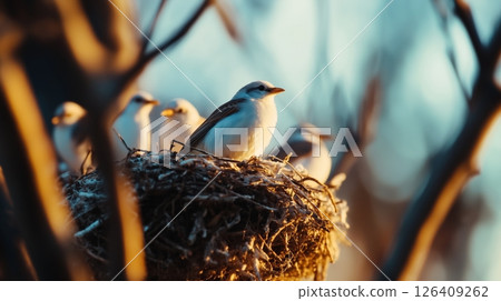nesting flock bird feeding. Beak group of birds carrying food nesting flock bird feeding. Beak group of birds carrying food 126409262