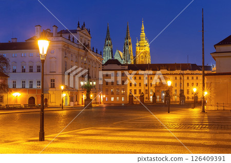 St Vitus Cathedral at Dusk, Prague, Czech Republic 126409391