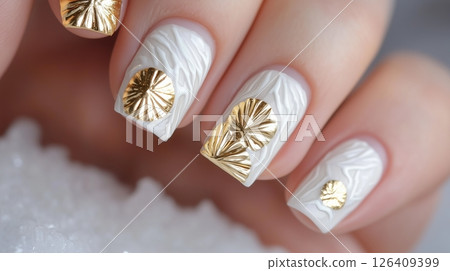 beautiful manicure goddess nails with gold accents 126409399