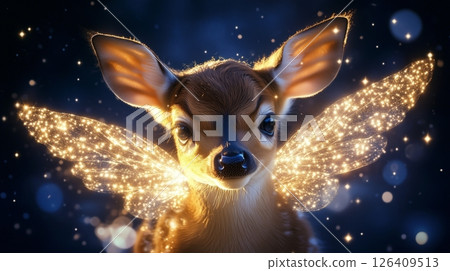 Magical Fawn with Sparkling Wings 126409513