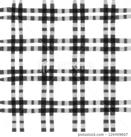 Black White Plaid Gingham Check Hand Drawn Background Pattern Overlay Black White Plaid Gingham Check Hand Drawn Background Pattern Overlay 126409607