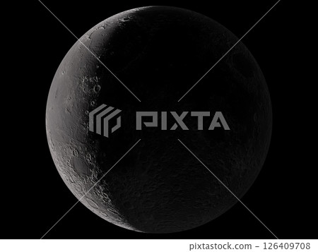 Photorealistic 3D illustration of the 27-day-old moon Photorealistic 3D illustration of the 27-day-old moon 126409708