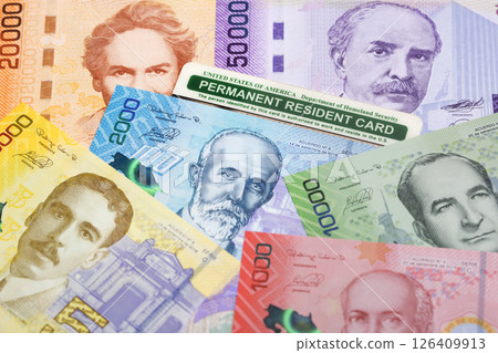 American permanent resident card on Costa Rican Colon 126409913