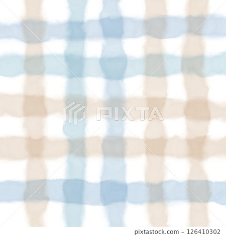 Blue Brown Beige Plaid Gingham Check Hand Drawn Background Pattern Overlay Blue Brown Beige Plaid Gingham Check Hand Drawn Background Pattern Overlay 126410302