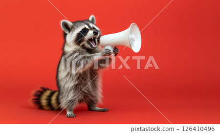 raccoon, megaphone, animal 126410496