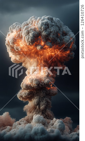 Nuclear Explosion Creates Massive Mushroom Cloud Over Desert Landscape During Daytime Nuclear Explosion Creates Massive Mushroom Cloud Over Desert Landscape During Daytime 126410726