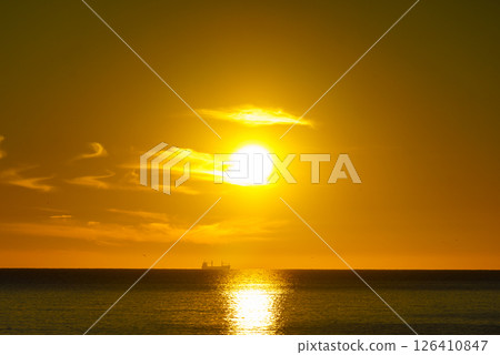 Sunrise over sea. Morning seascape. Sunrise over sea. Morning seascape. 126410847