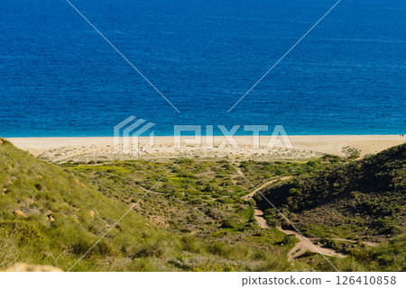 Coast landscape, sandy beach in Spain 126410858