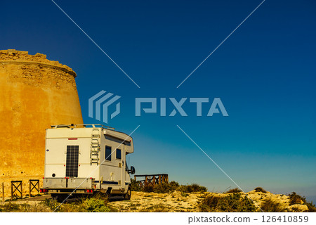 Caravan at Mesa Roldan tower, Spain Caravan at Mesa Roldan tower, Spain 126410859