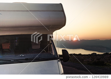 Caravan on coast in Spain Caravan on coast in Spain 126410989