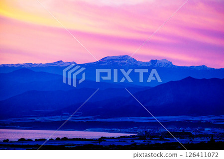 Sierra Nevada at sunset and coast view, Spain 126411072