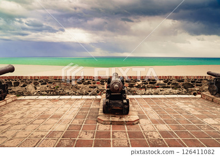 Old cannon at Sohail castle in Fuengirola, Spain 126411082