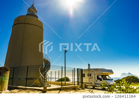 Caravan on spanish coast near lighthouse Carbonera 126411164