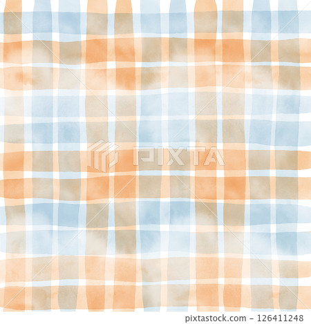 Blue Orange Plaid Gingham Check Hand Drawn Background Pattern Overlay Blue Orange Plaid Gingham Check Hand Drawn Background Pattern Overlay 126411248