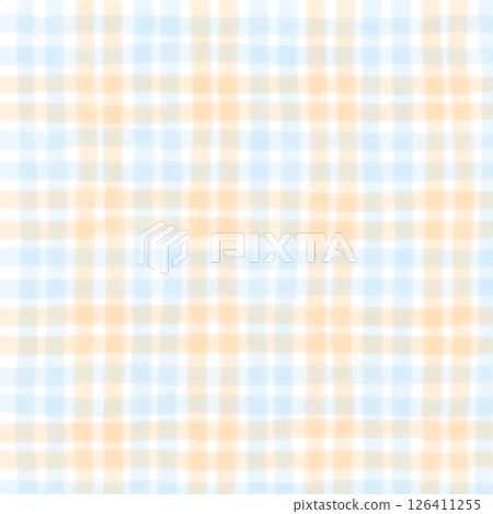 Blue Orange Plaid Gingham Check Hand Drawn Background Pattern Overlay Blue Orange Plaid Gingham Check Hand Drawn Background Pattern Overlay 126411255
