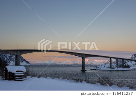 Bridge and country with snow, Norway Bridge and country with snow, Norway 126411287