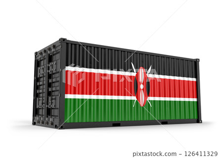 Cargo container displaying Kenyan flag, symbolizing import, export, and global logistics related to Kenya. 3d Rendering Cargo container displaying Kenyan flag, symbolizing import, export, and global logistics related to Kenya. 3d Rendering 126411329